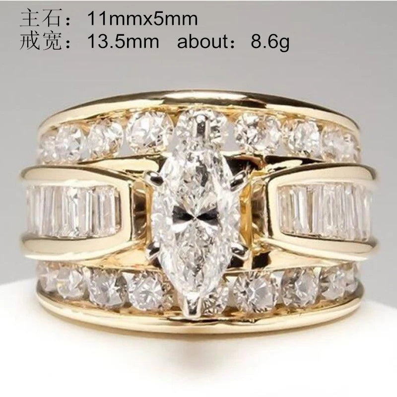 YOBEST Anel redondo grande cristal charme, anel clássico.