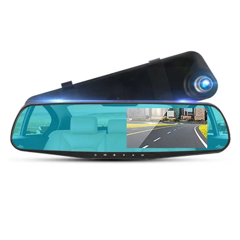 Espelho Retrovisor de 4.3 Polegadas, com Câmera Frontal e Traseira, Dupla Lente 1080p - Seu Novo Aliado nas Estradas!